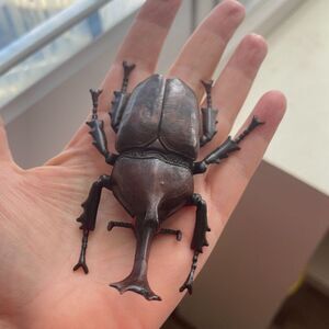 Vintage Large Rubber Plastic Beetle Bug Toy Model Soft 3x2 Imperial? Brown/Black